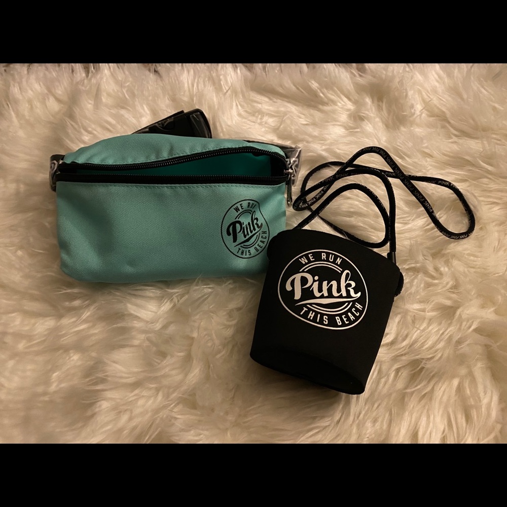 VS PINK Teal Fanny Pack / Drink Lanyard - Beach